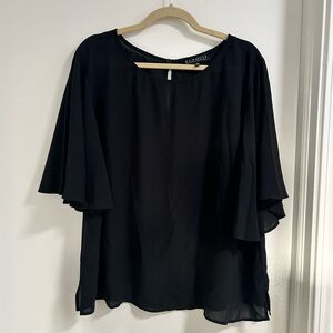 Eloquii Black Flowy Blouse